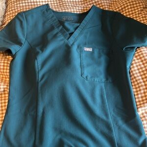 Figs Small Catarina Slim Caribbean blue shirt